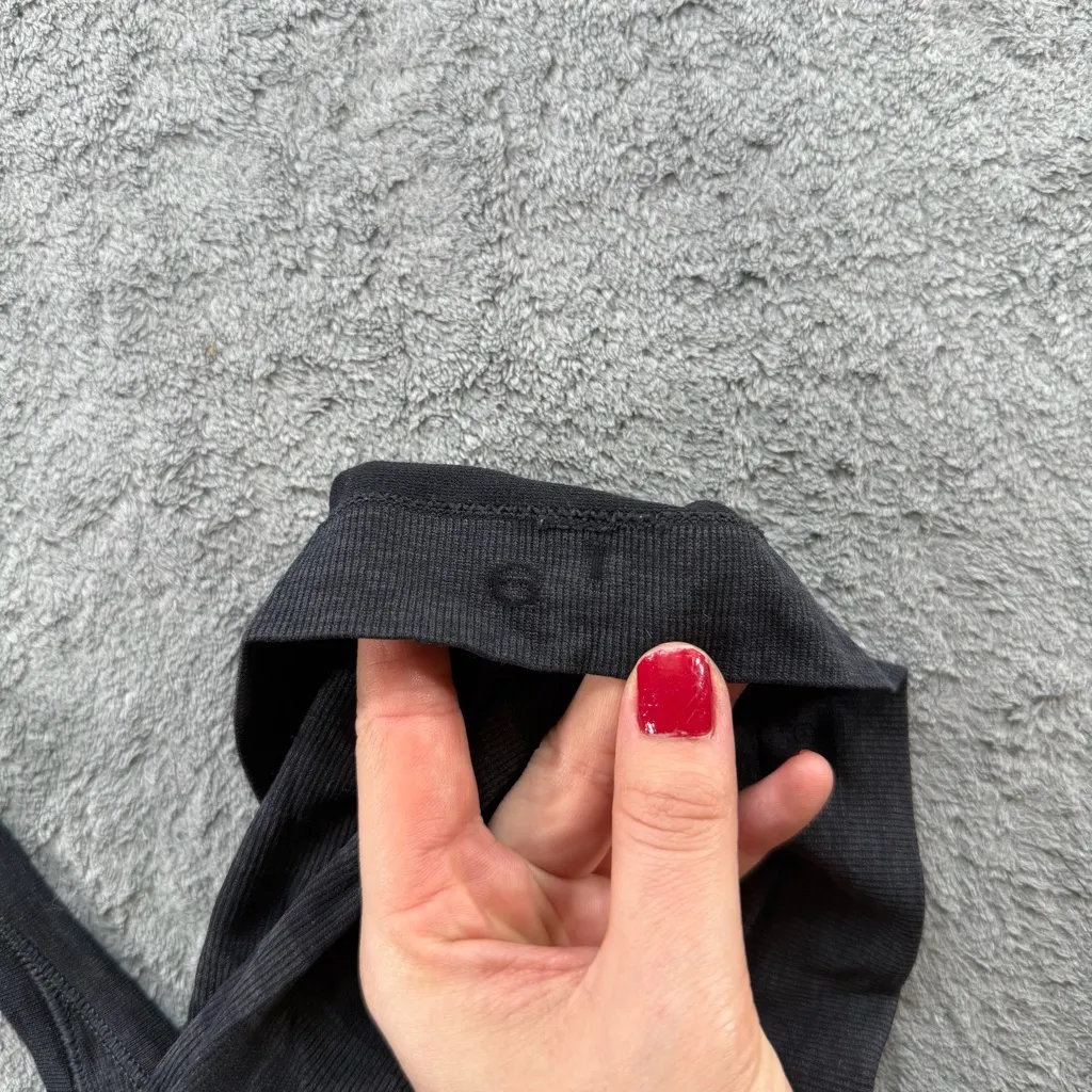 Lululemon Ebb to Street Racerback Tank Workout Athletic Heathered Black Striped - Image 3