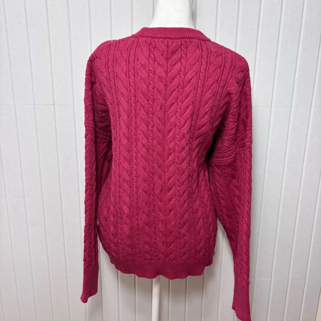 Philosophy Pink Cable Knit Crew‎ Neck Sweater Size L - Image 4