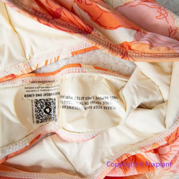 New!‎ Peony Free People Ruched Staple Hi Bikini Bottoms, women size S Orange - Image 6