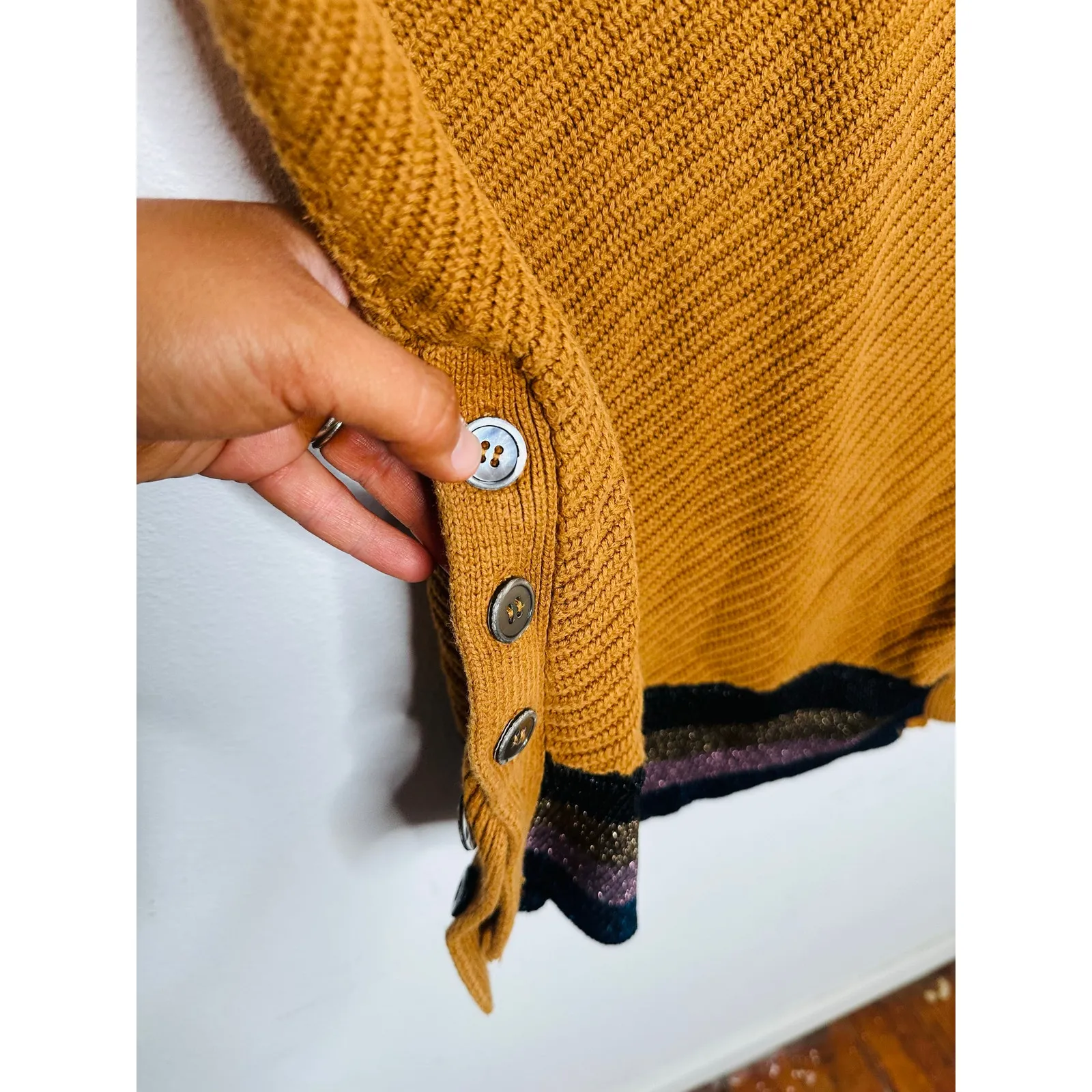 APIECE APART Orange 100% Cotton Almeria Side Button Side Sweater size Medium - Image 6