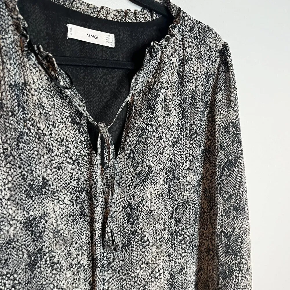 Mango black snakeskin print boho dress - Image 3