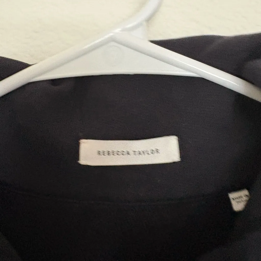 Rebecca Taylor  Terry Half Button Pullover size XS 100% cotton deep dark purple - Image 6