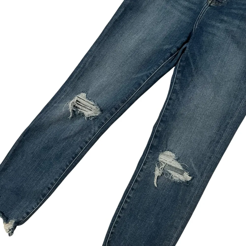 Express Slim Ankle Super High Rise Distressed Chewed Hem Jeans, Sz 2 - Image 6