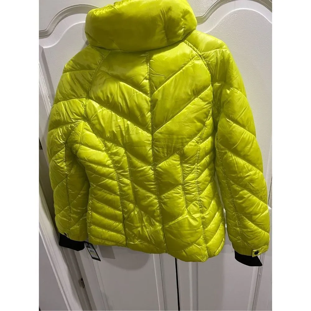 Guess Cire Puffer Jacket In Highlighter Yellow Women's Size Medium NWT $150 - Image 6