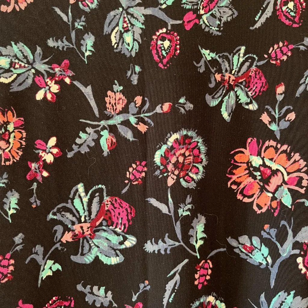 Sz S Pullover Black Floral Midi Dress Casual Boho Chic Loose Fit Belted - Image 4