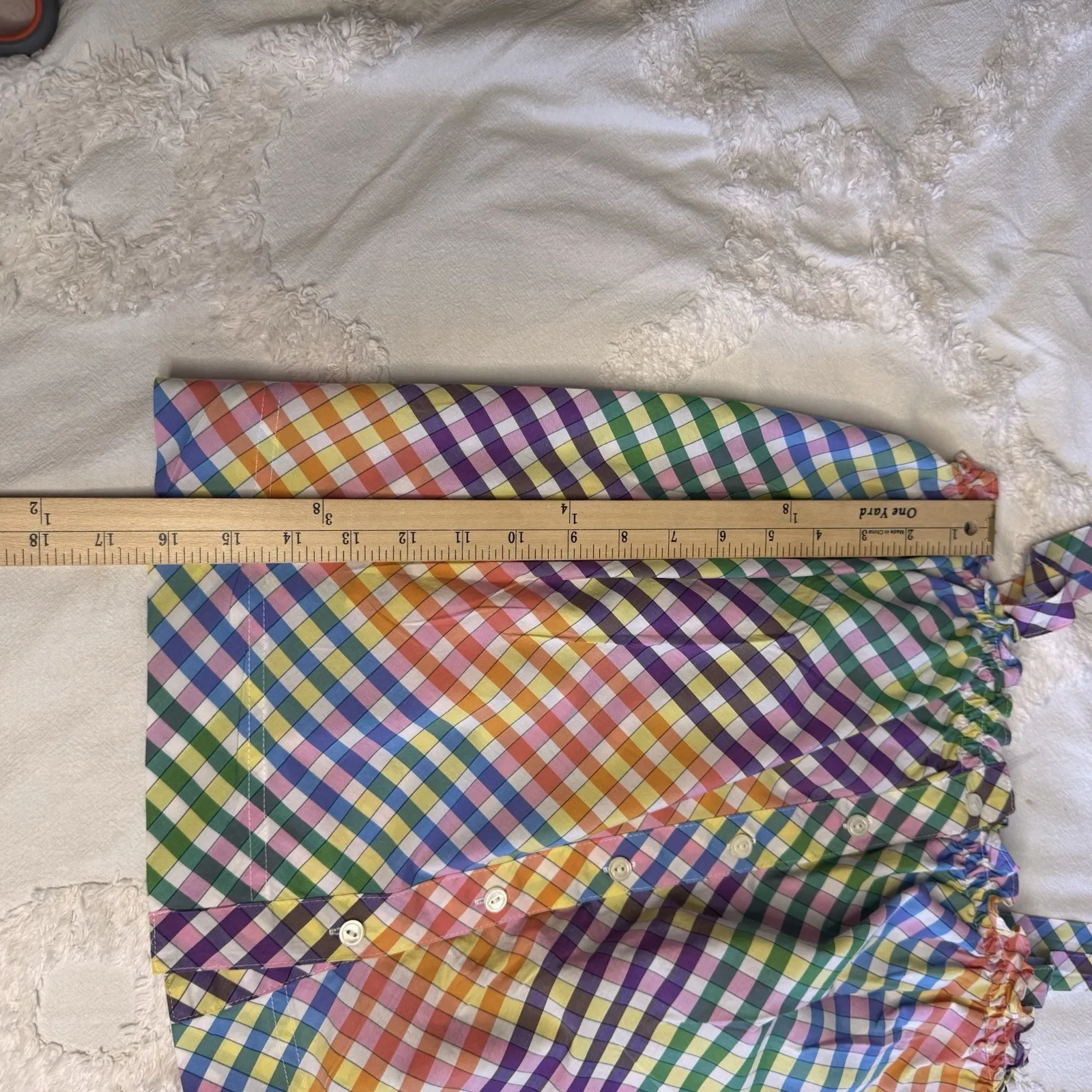 J Crew Tank Top Women's Sz 0 Rainbow Gingham‎ Square Neck Button Front Cotton - Image 14