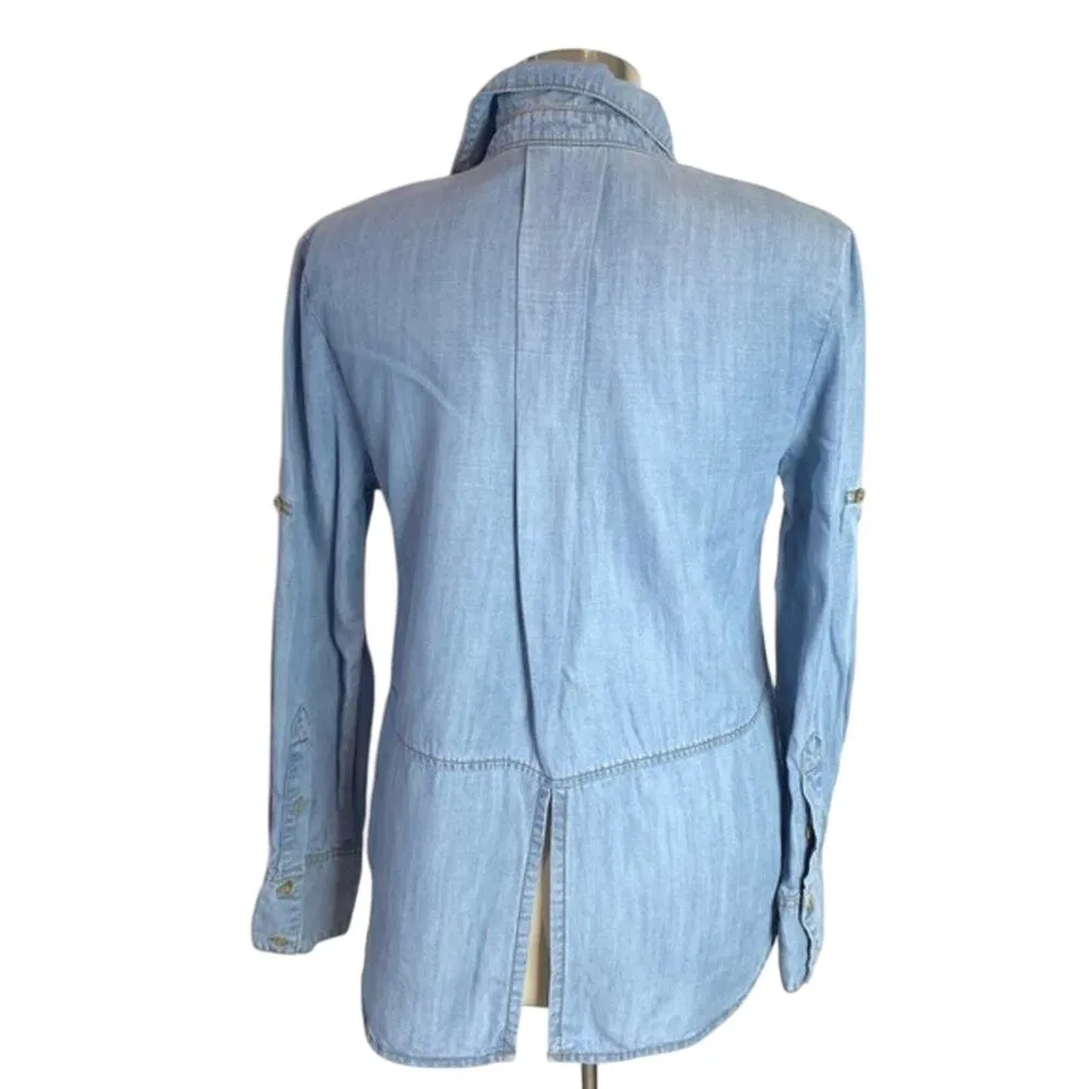 Cloth & stone split back chambray shirt - Image 2