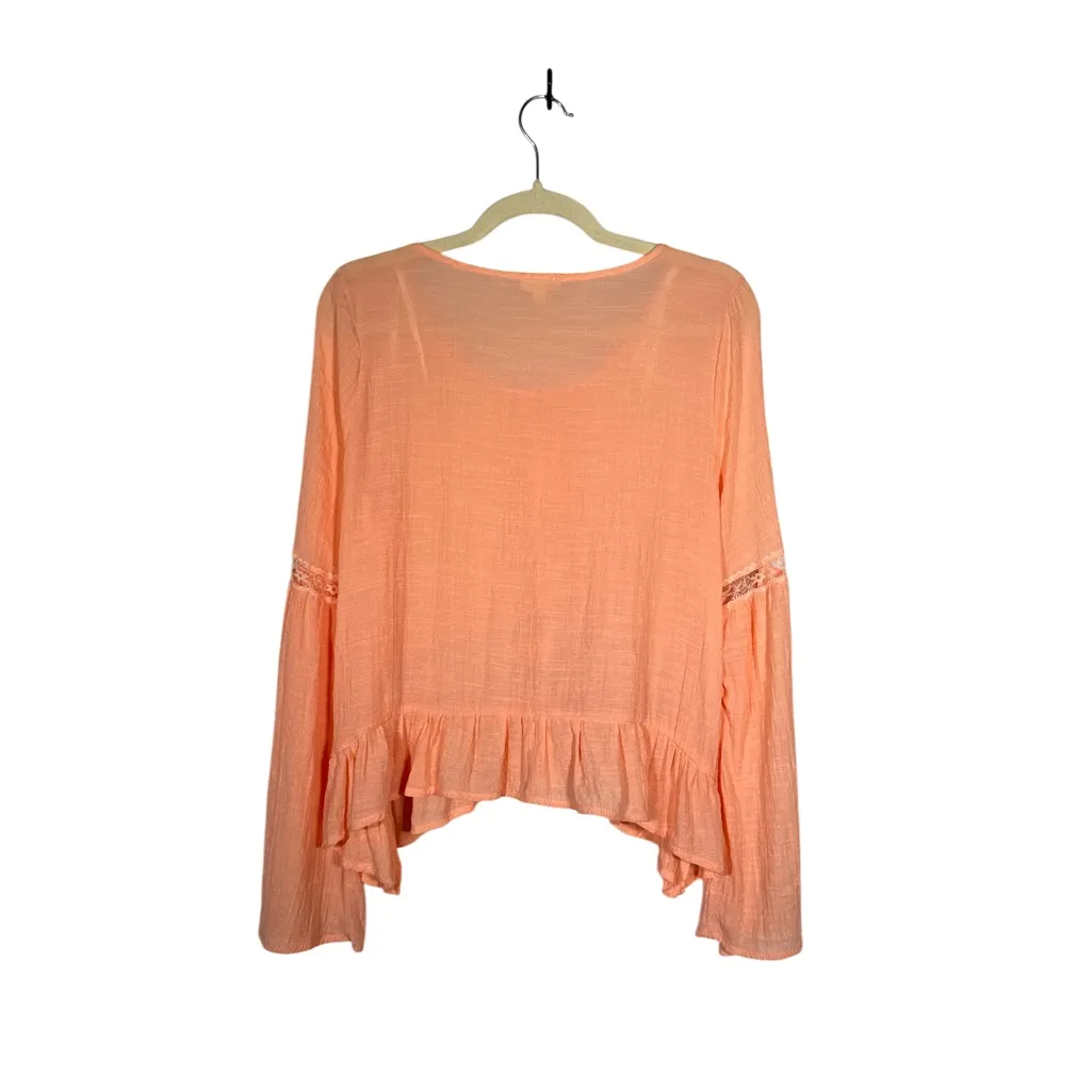 E & M Light Coral Bell Sleeve Women's Blouse‎ - Image 2