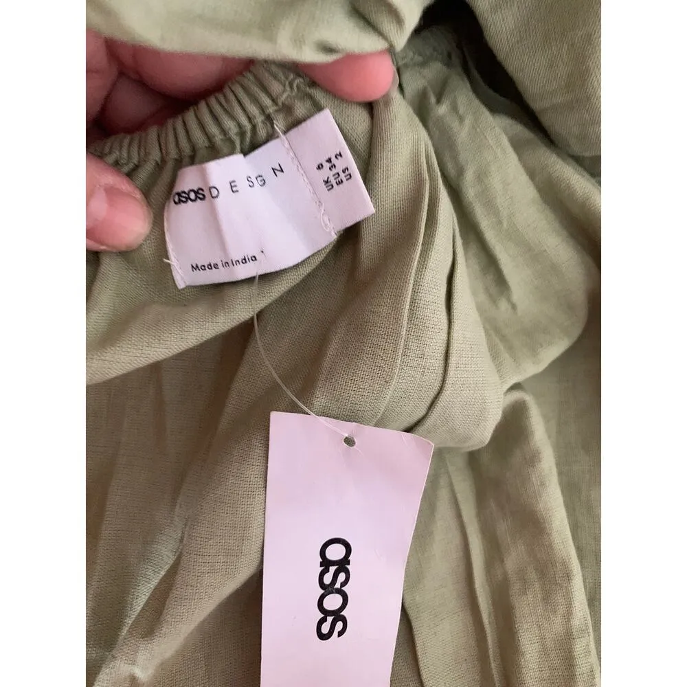 ASOS sage green scalloped edge dress size 2 new with tags cut out - Image 9