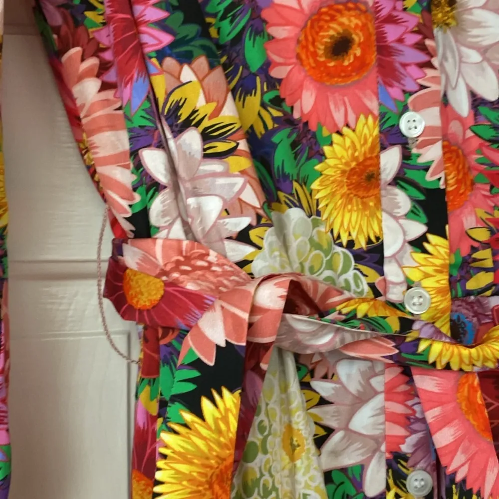 BORGO DE NOR Marni Floral Print Shirt Dress Over The Rainbow Flounced New Size 8 Pink - Image 9