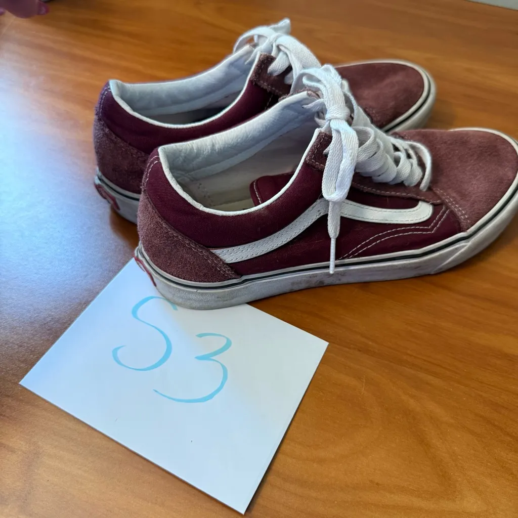Vans Old Skool Low Maroon‎ Suede Canvas Sneaker Lace Up Monochrome Skater W9.5 - Image 8