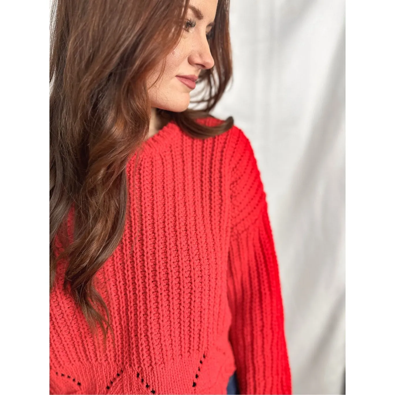 Francesca’s Chunky Red Knit Sweater - Image 12