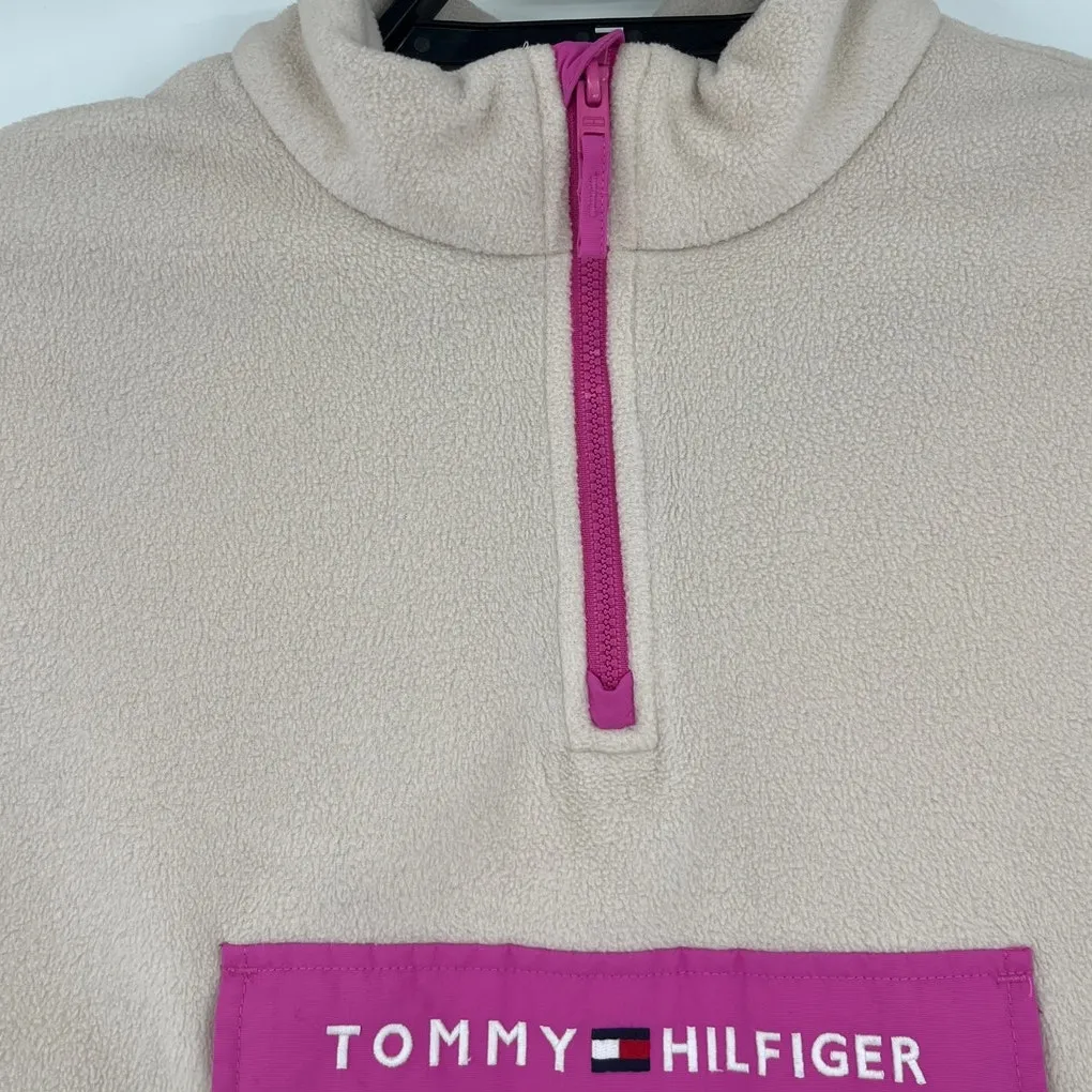 Tommy Hilfiger Y2K Fleece 1/4 Zip Pullover Womens Top Sz XL Preppy Logo Cozy - Image 2