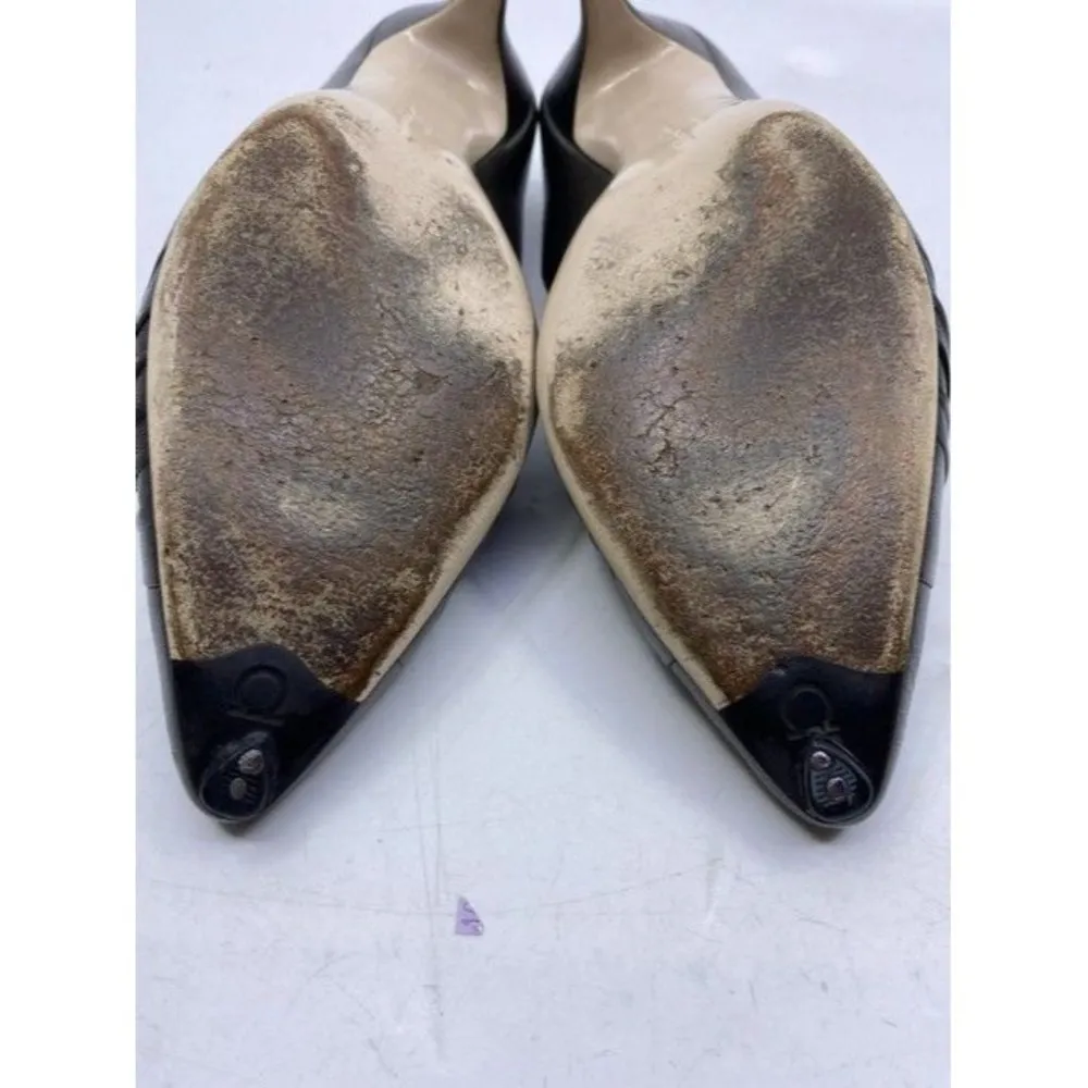 Salvatore Ferragamo Gun Metal Firsea Flat Bow Pumps Size Us - Image 9