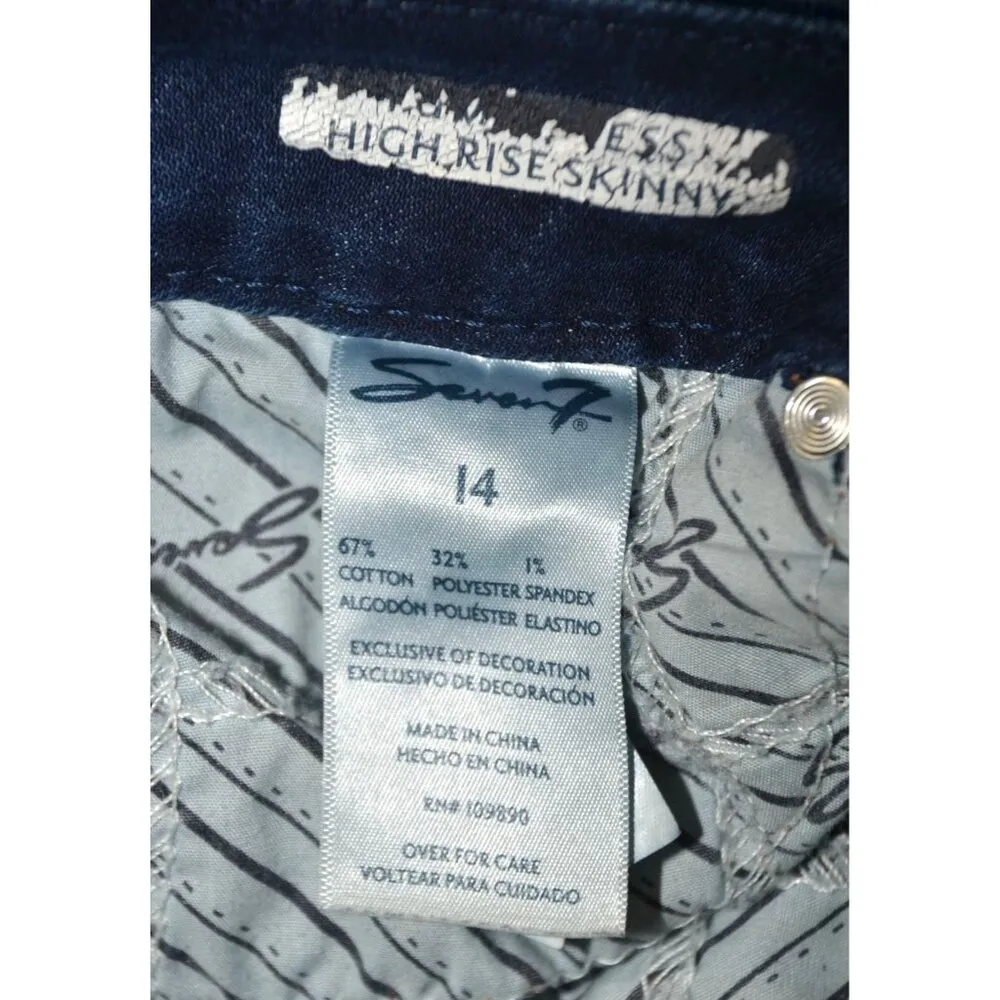 Seven7 Dark Denim Stretch Jeans Size 14 Tummyless High Rise Skinny Jeans Comfort - Image 10