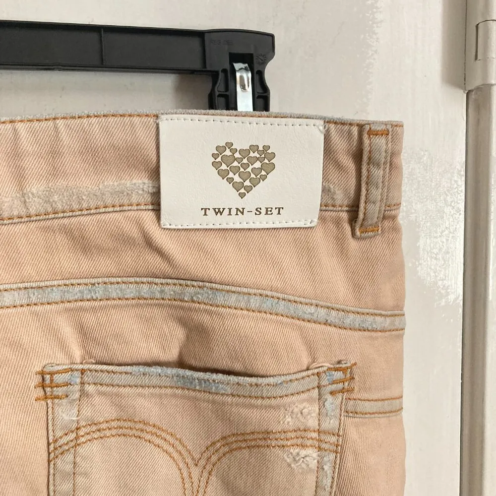 NEW Twin Set women's 31 light orange ankle zip stretchy skinny jeans 32x30 NWOT - Image 5