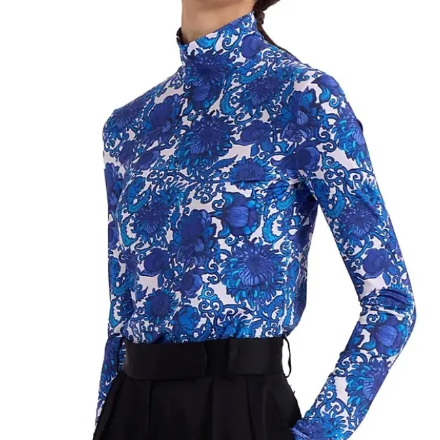 LA DoubleJ Vibrant Blue Patterned Long Sleeve Top Size M - Image 2