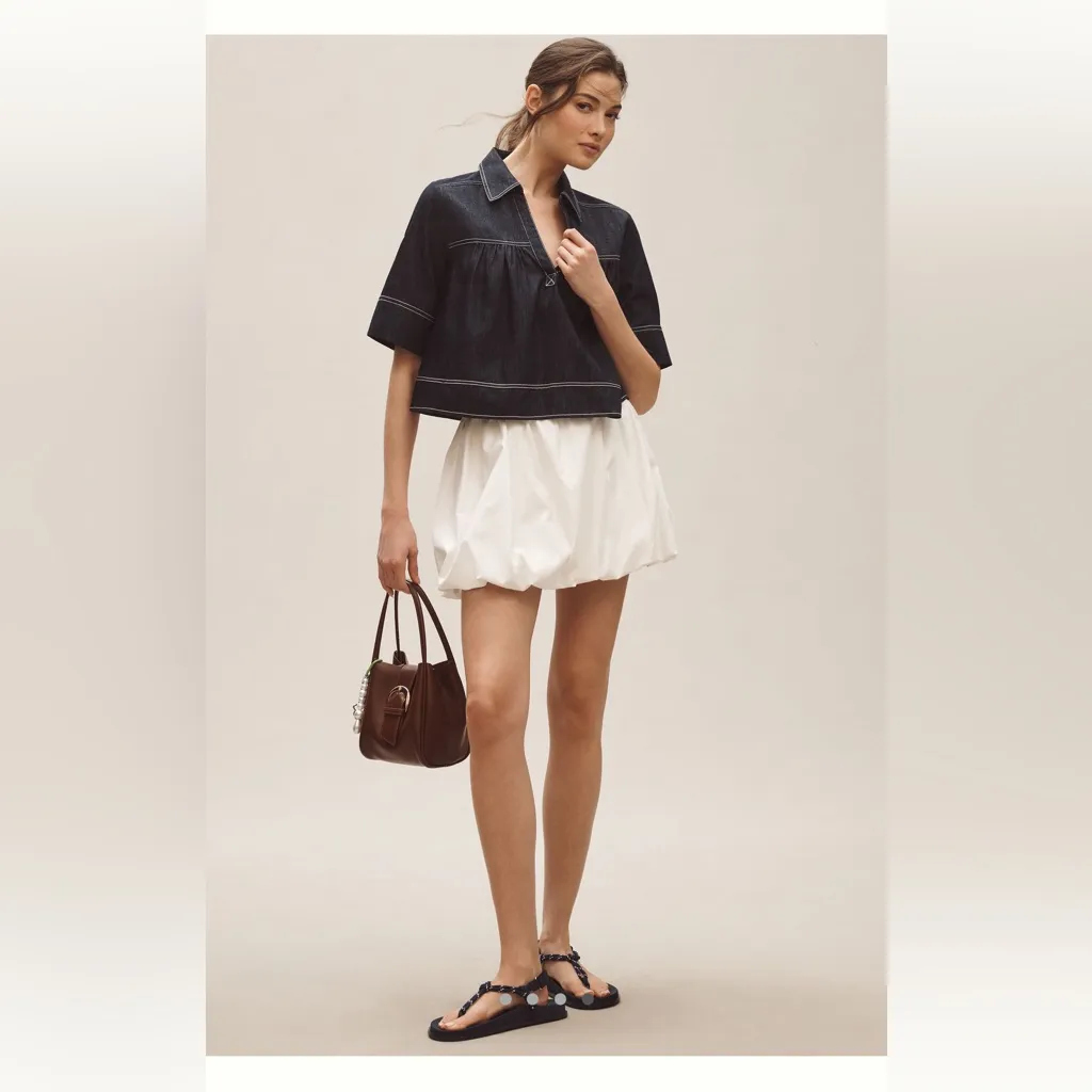 Pilcro • Short-Sleeve Denim Swing Top - Image 3