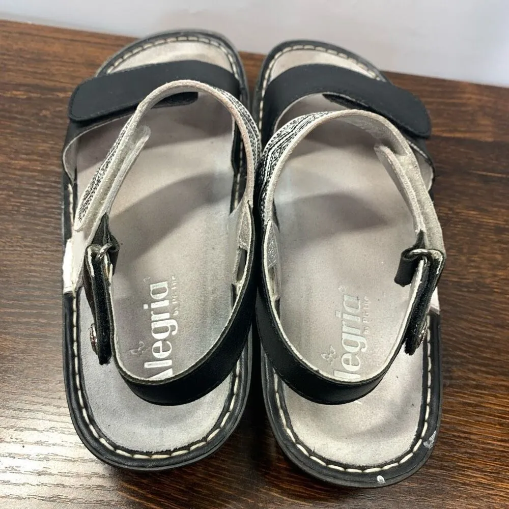 Alegria  Women's Leather Aztec Embroidered Two Strap Sandals Size 39 EU - Image 3