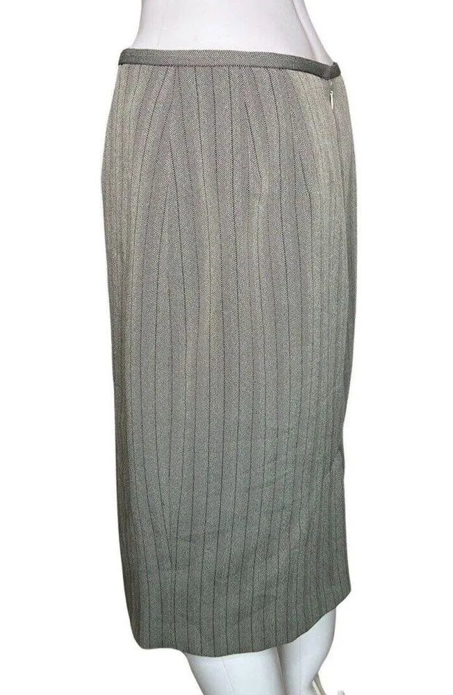 Blacker by Stanley Blacker Skirt Women 8 Gray Herringbone Pencil Straight Preppy - Image 3