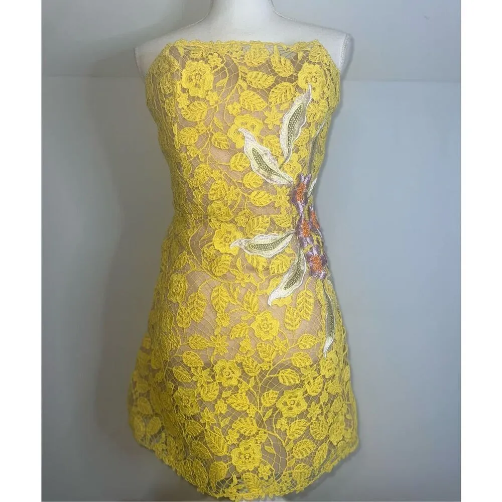 Helsi Elena Strapless 3D Floral Structured Lace Mini Dress XL - Image 2
