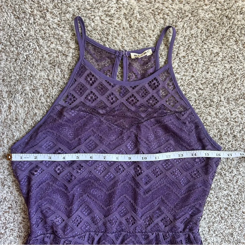 Miami Purple Lace Mini Dress Formal Stretch Comfy Wedding Guest Party Medium - Image 4