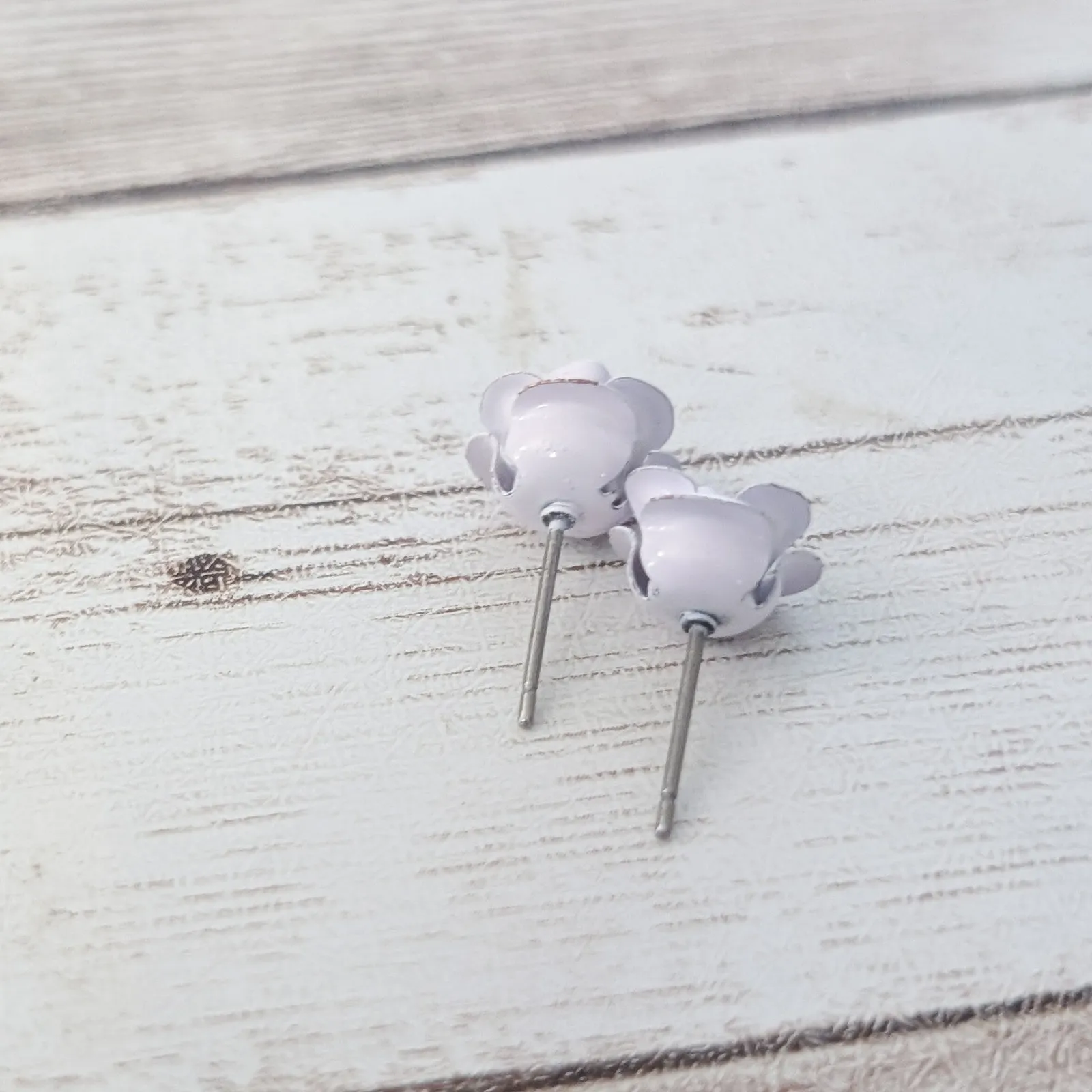 Vintage Stud Earrings Light Lilac Small Rose Purple - Image 10
