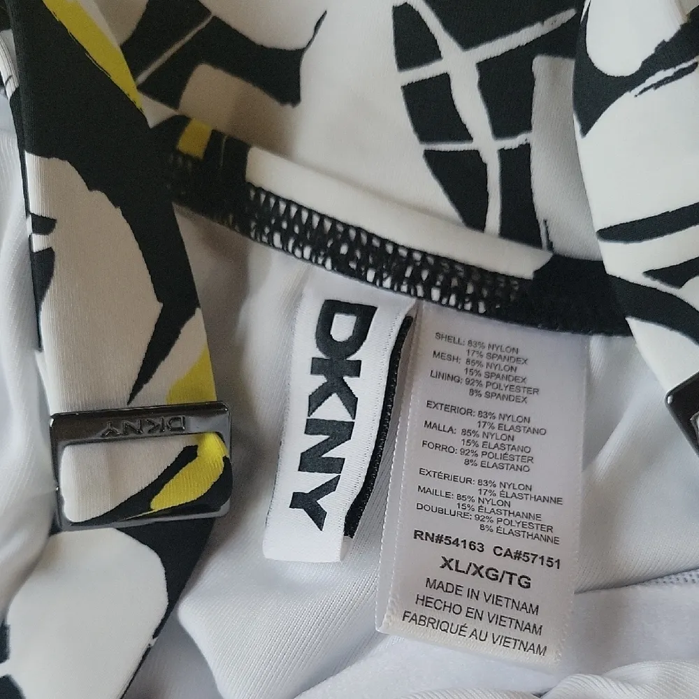 DKNY  Women Floral  Piece Swimsuit - Black, White, Yellow Size XL - Image 5