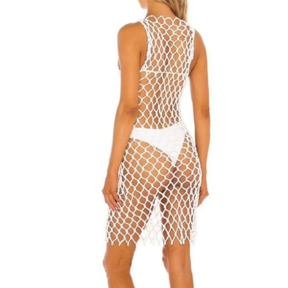 Revolve Lovewave : The Alisa Mini Dress •White Fishnet Mini Dress THICK $218 NWT - Image 2