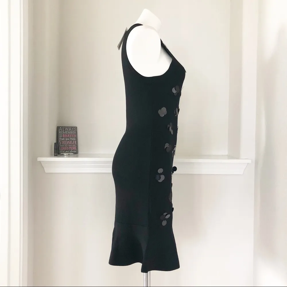 Michael Kors Dress Black Embellished Paillette Knit Stretch Size M NWT $225.00 - Image 3