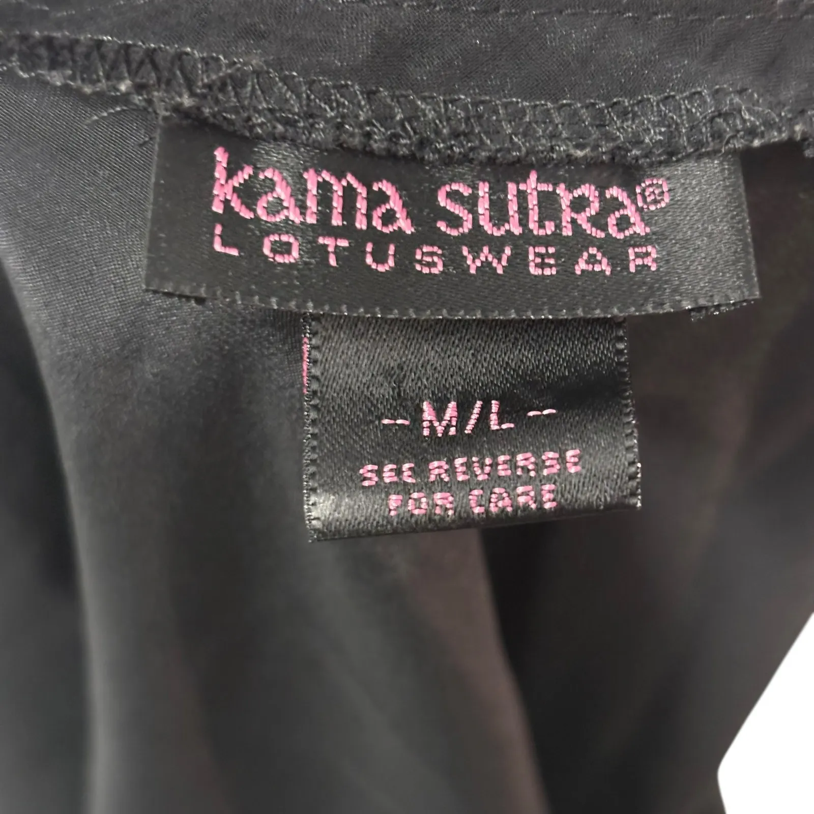 Kama Sutra Lotuswear Black Sheer Satin Kimono Robe M L Y2K Size undefined - Image 4