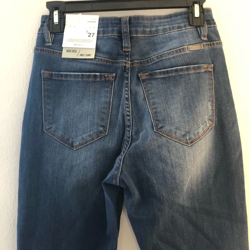 KanCan Jeans Skinny Jeans Medium Wash Fringe & Zipper Hem 7/27 NWT Style KC7285M - Image 5