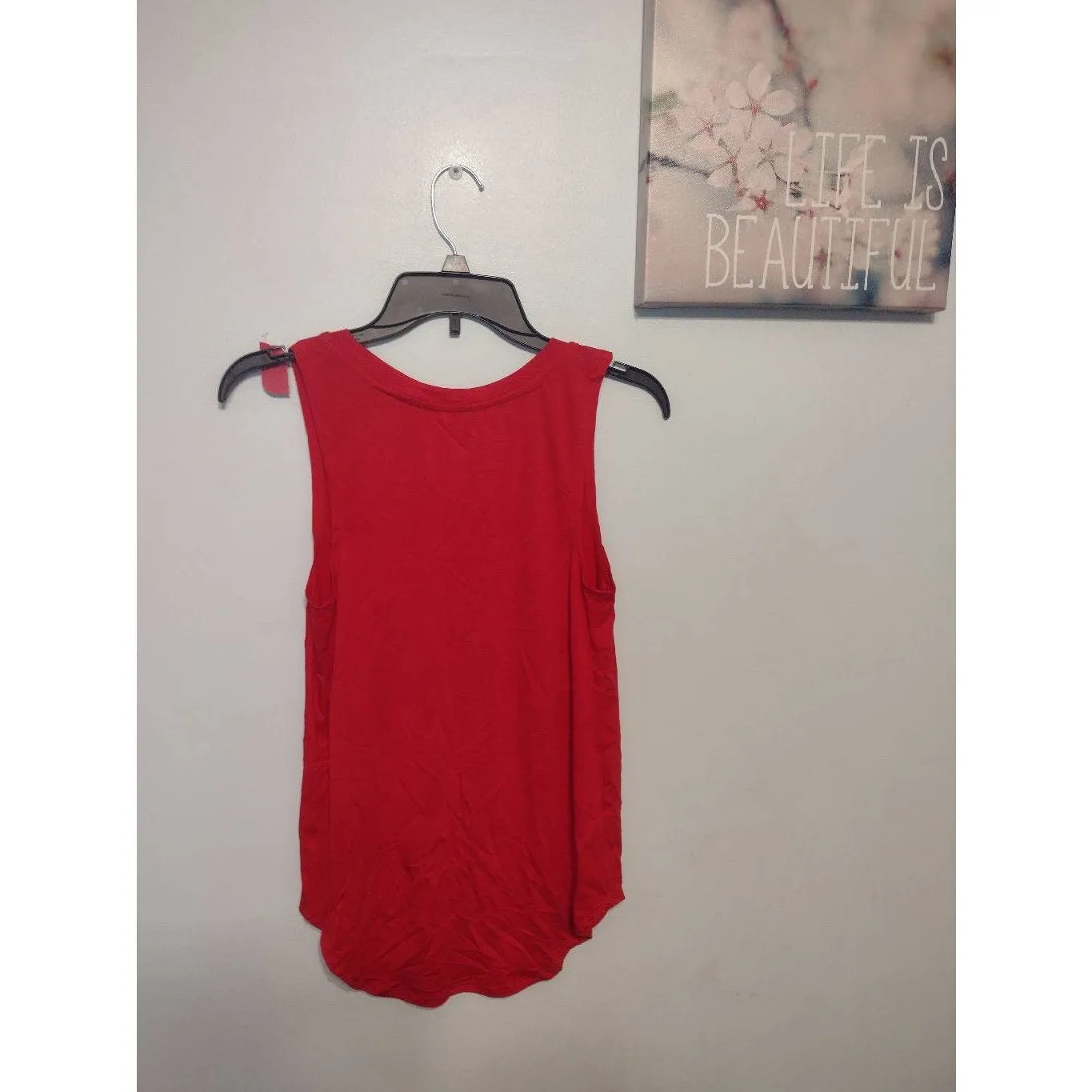 NWT Isabel Maternity Red American Flag graphic Tank Top size S Made in the USA - Image 3