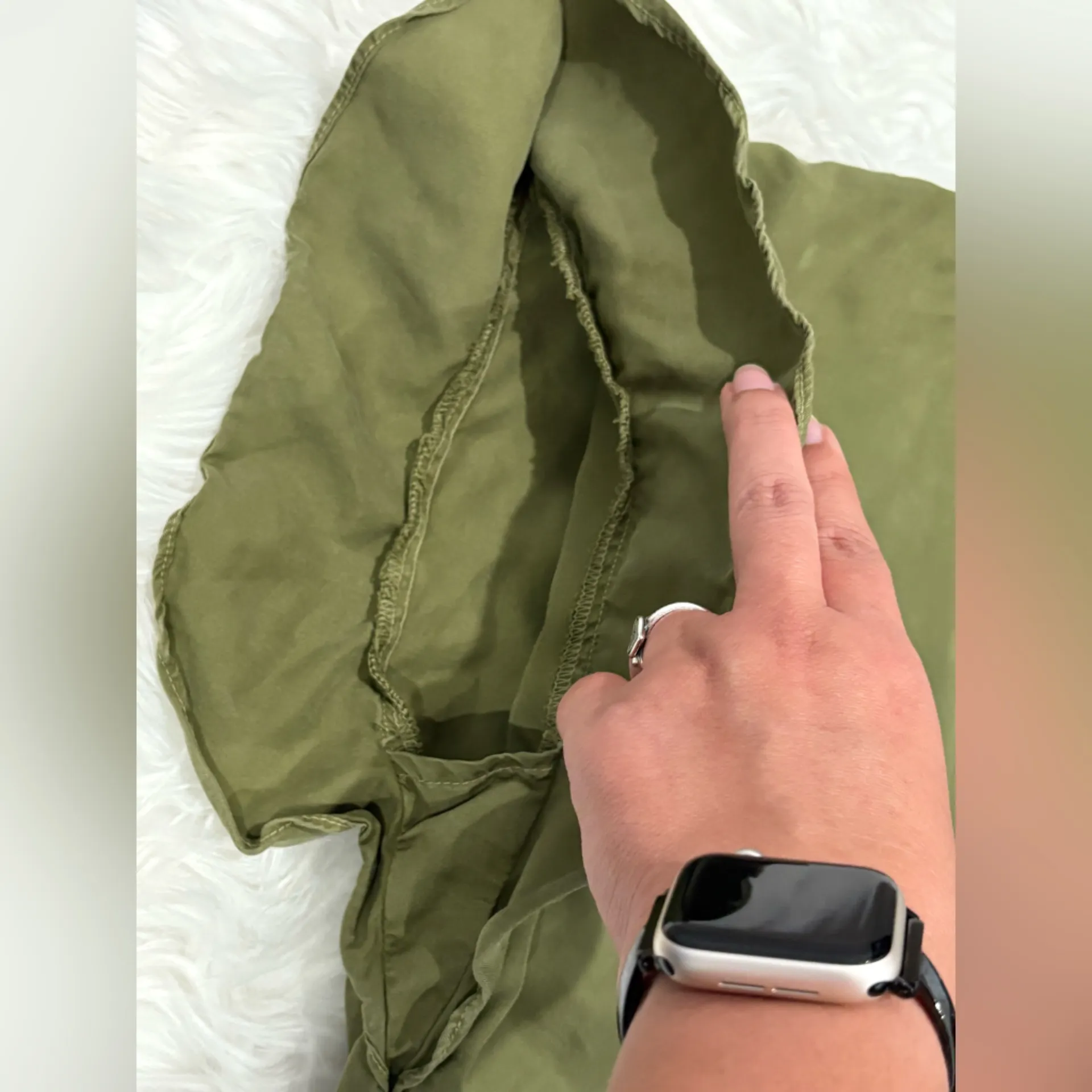 Zara Basic Olive Green Denim Size XS - Image 4