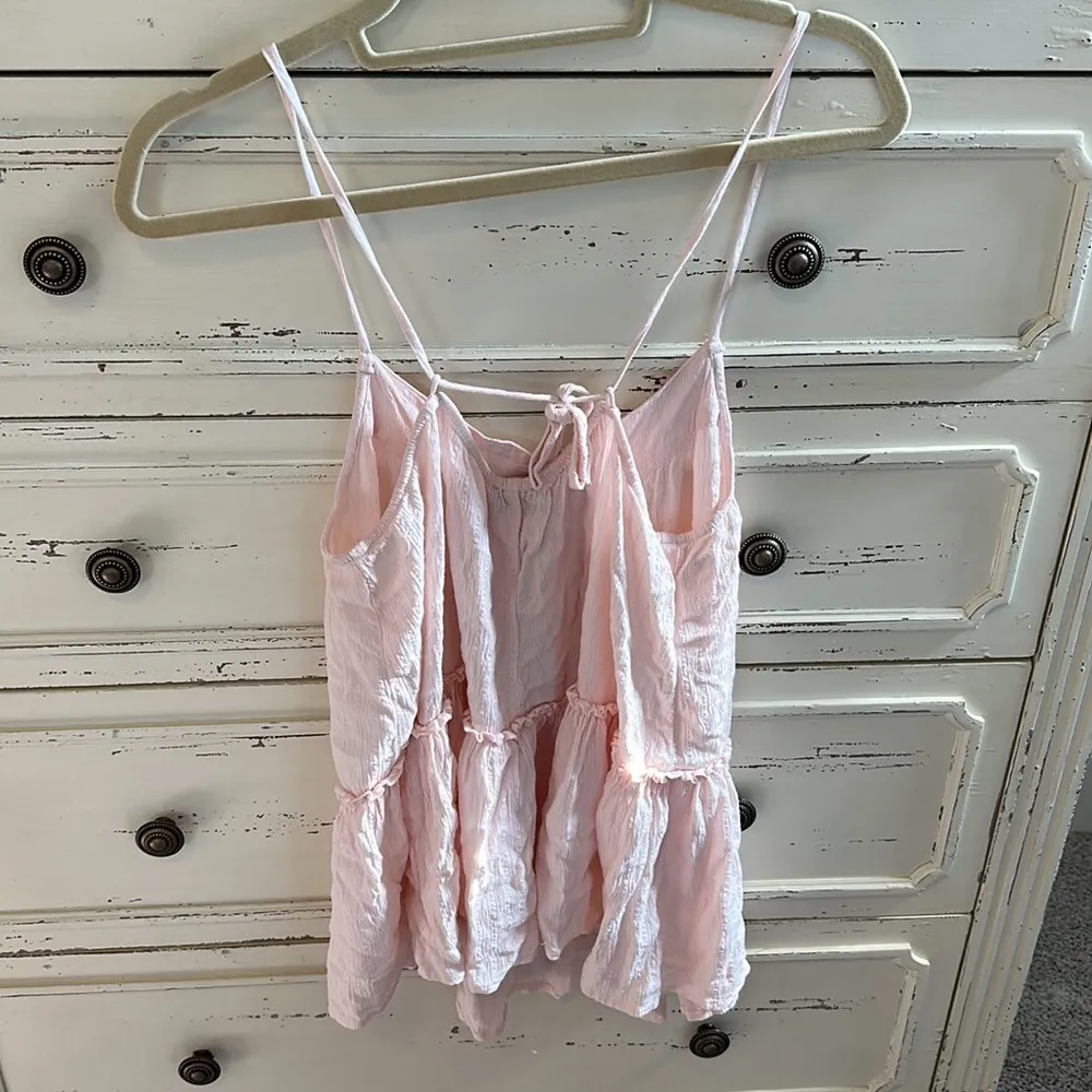American Eagle light pink tie back tank top Sz L - Image 2
