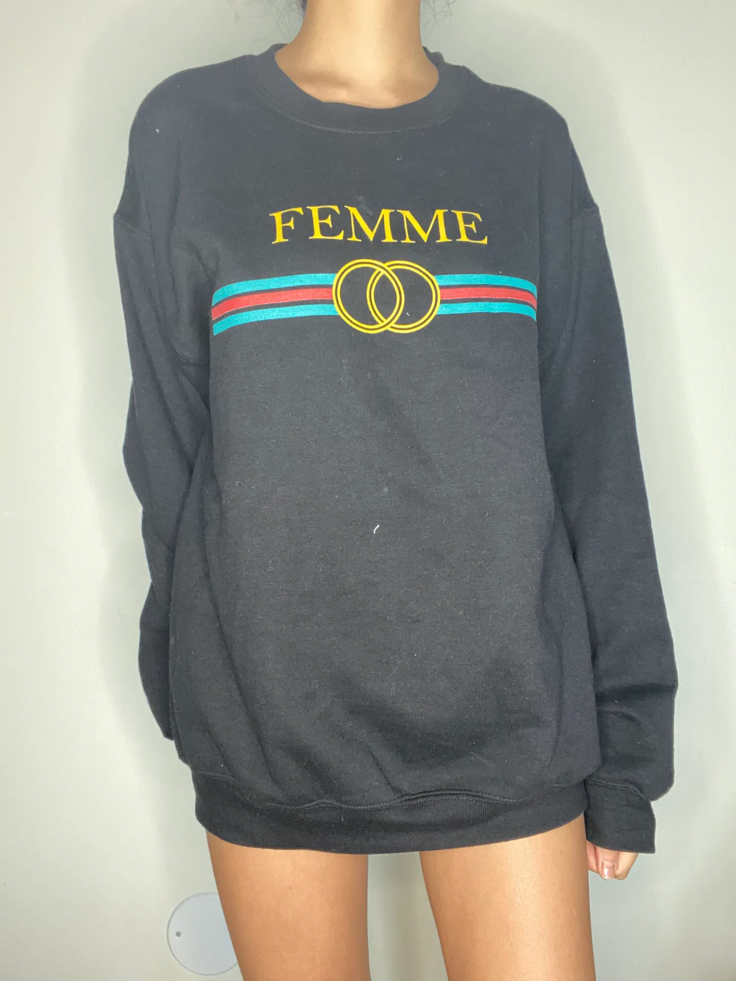 Femme Designer Crewneck Sweater M Black Size M - Image 2