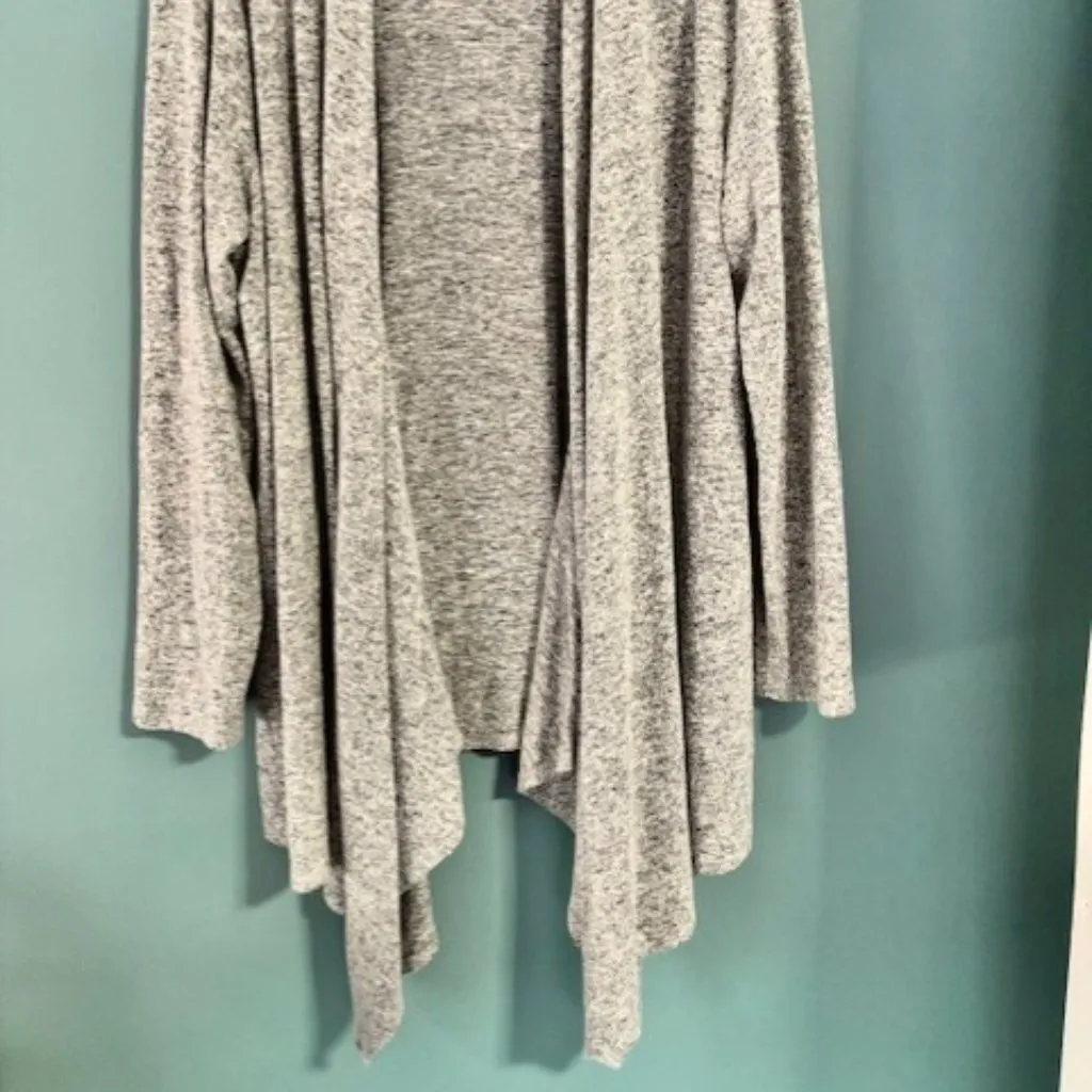 Philosophy 1X Open Front Knit Heather Gray Cardigan Modern Rustic Neutral Staple - Image 5