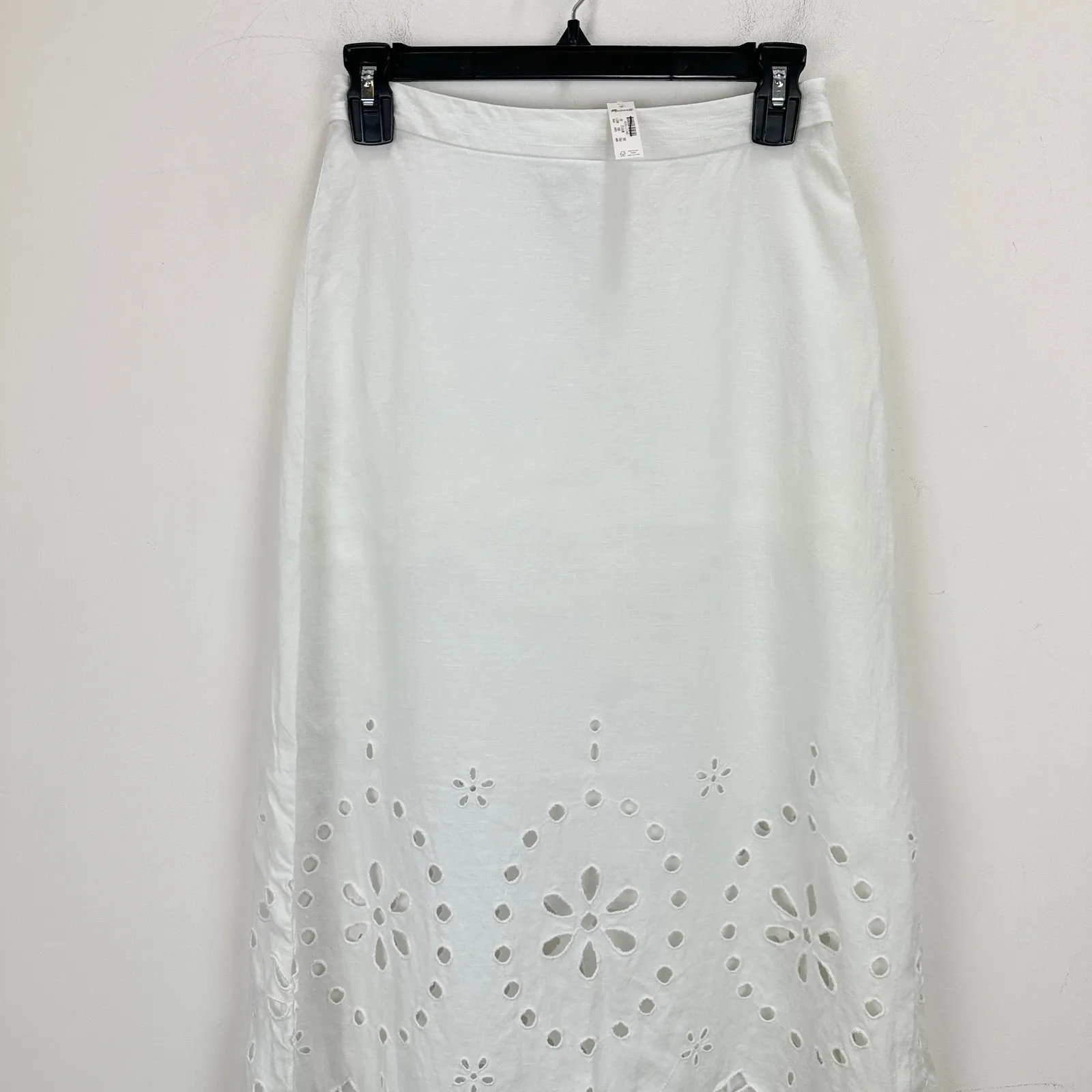 Madewell Eyelet Embroidered Maxi Skirt Linen Salt White Resort Boho US 00 NWT - Image 7