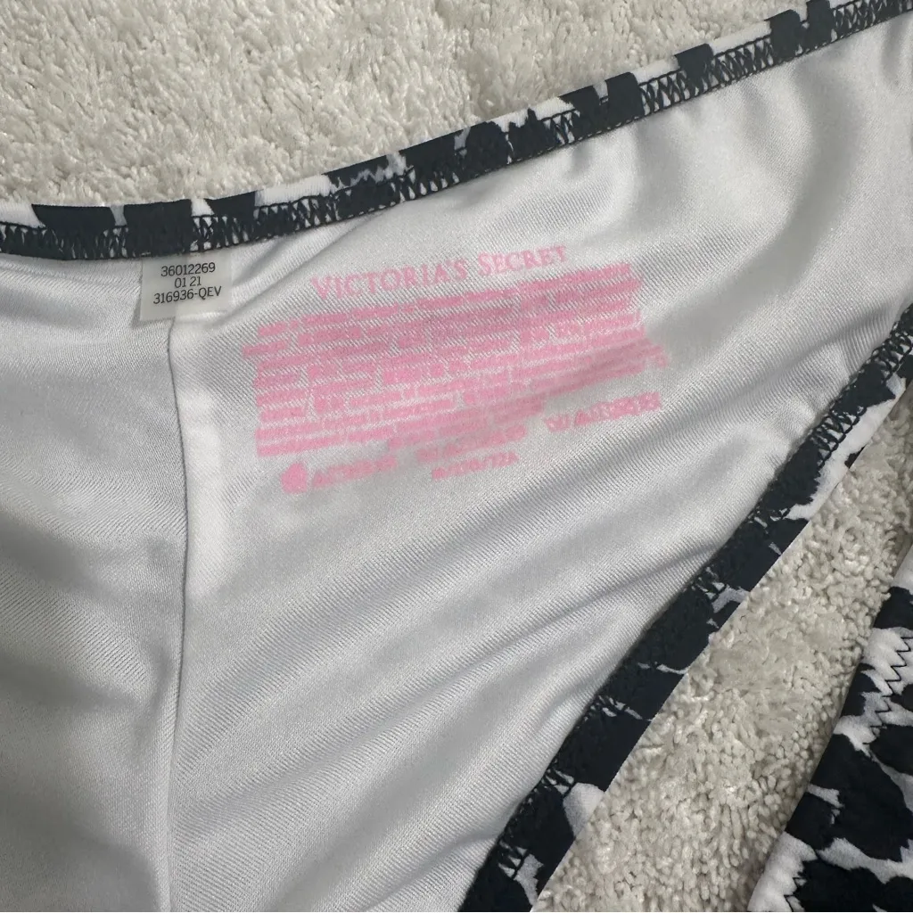 Victoria’s Secret Zuma Itsy Swim Bikini Bottom Black White Leopard Medium - Image 7