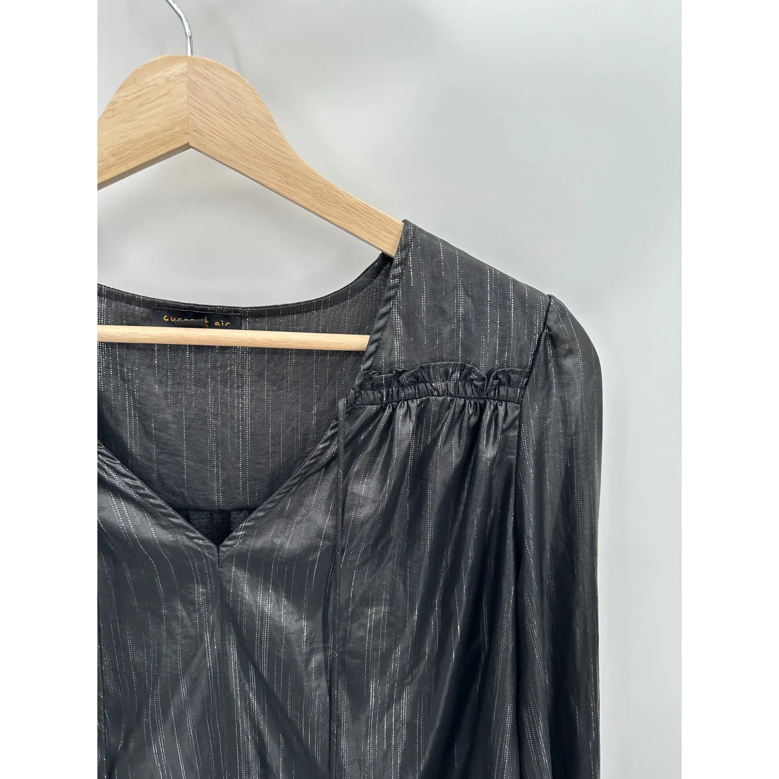 Current Air Women Black Metallic Long Sleeve Top Size XS Holiday Party Event - Image 5