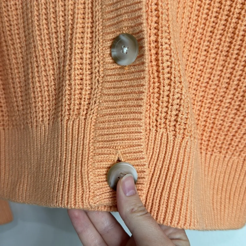 Sonoma Goods For Life Button-Front Textured shaker stitch Cardigan salmon size S - Image 6