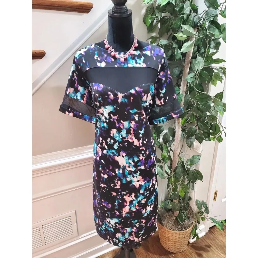 Boutique Women Multicolor Polyester Round Neck Short Sleeve Knee Length Dress 2X - Image 11