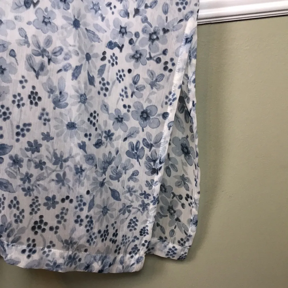 NWT Rachel Zoe Women’s One Size Floral Print Blue White Sheer Open Front Kimono - Image 6