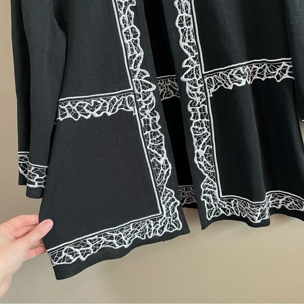 ✨ Ming Wang Women’s Black White Cardigan Sweater PL - Image 3