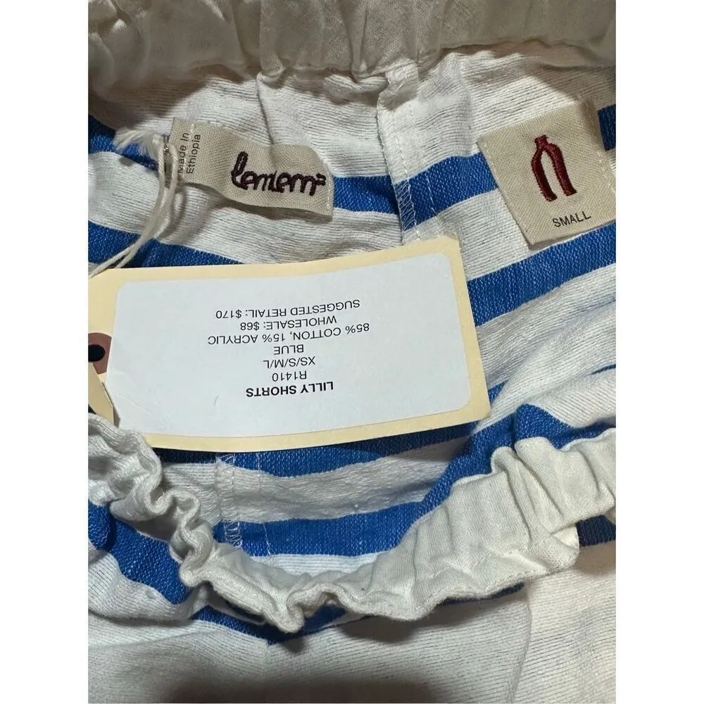 NEW Lemlem Lilly Woven Stripe Shorts Blue White Sz Small - Image 3