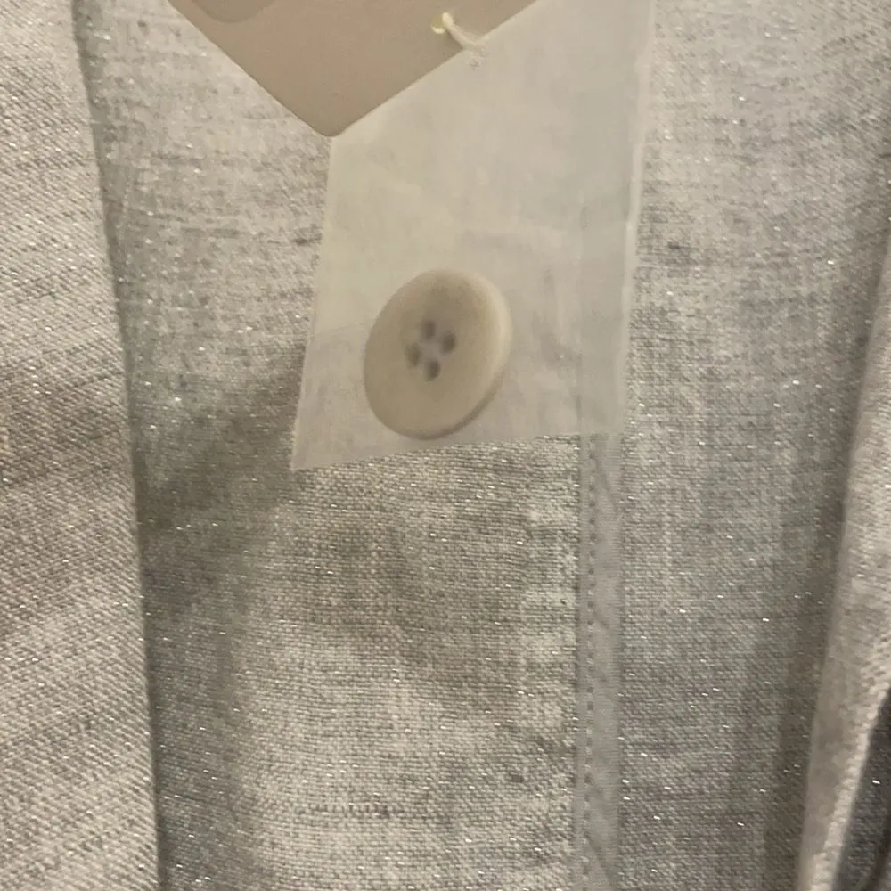 Eileen Fisher lightweight organic linen sparkle shaped blazer in Pearl (gray) - Image 8