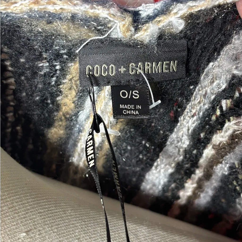 Coco + Carmen Multicolor Striped Sweater Poncho - Image 4