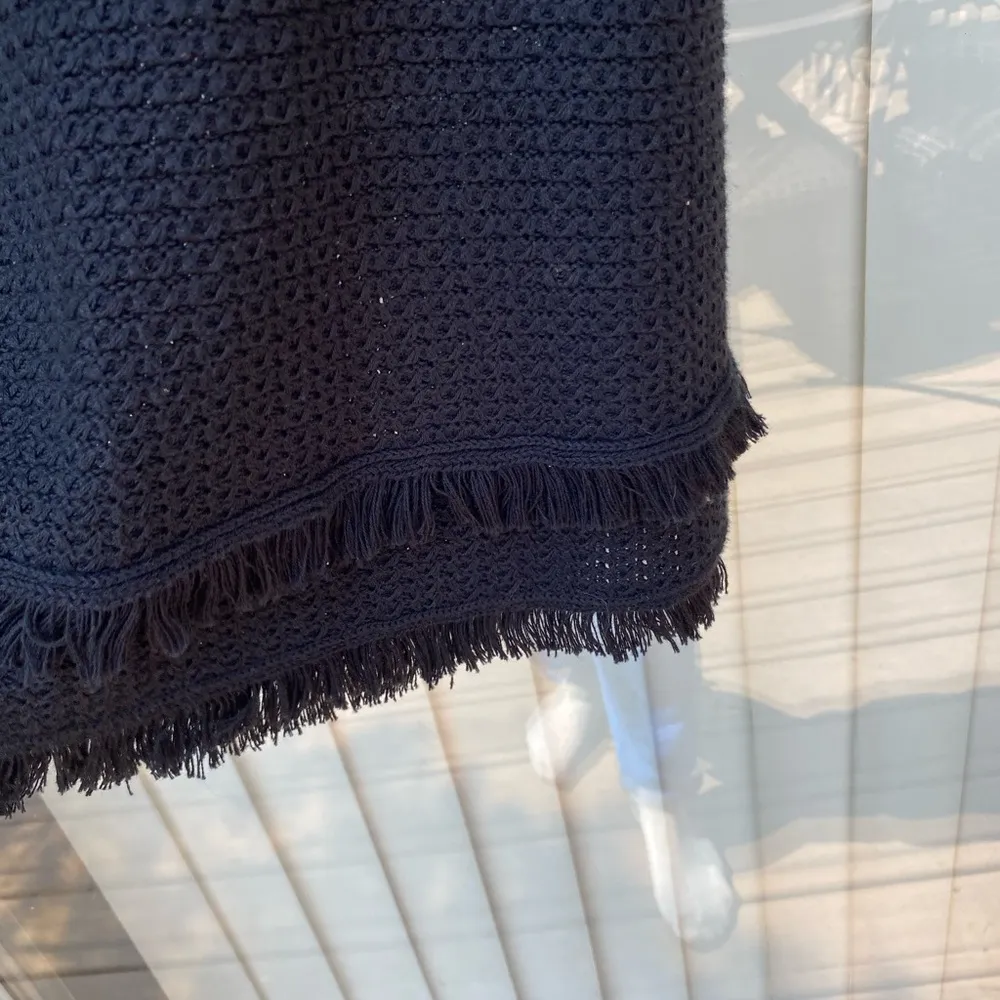 J.Crew Factory Size small black Beachy ruffle fringe midi length tank top dress - Image 10