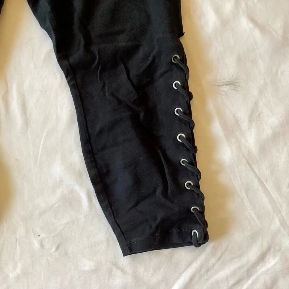 Forever 21 Plus Black Lace-Up Leggings - Image 7