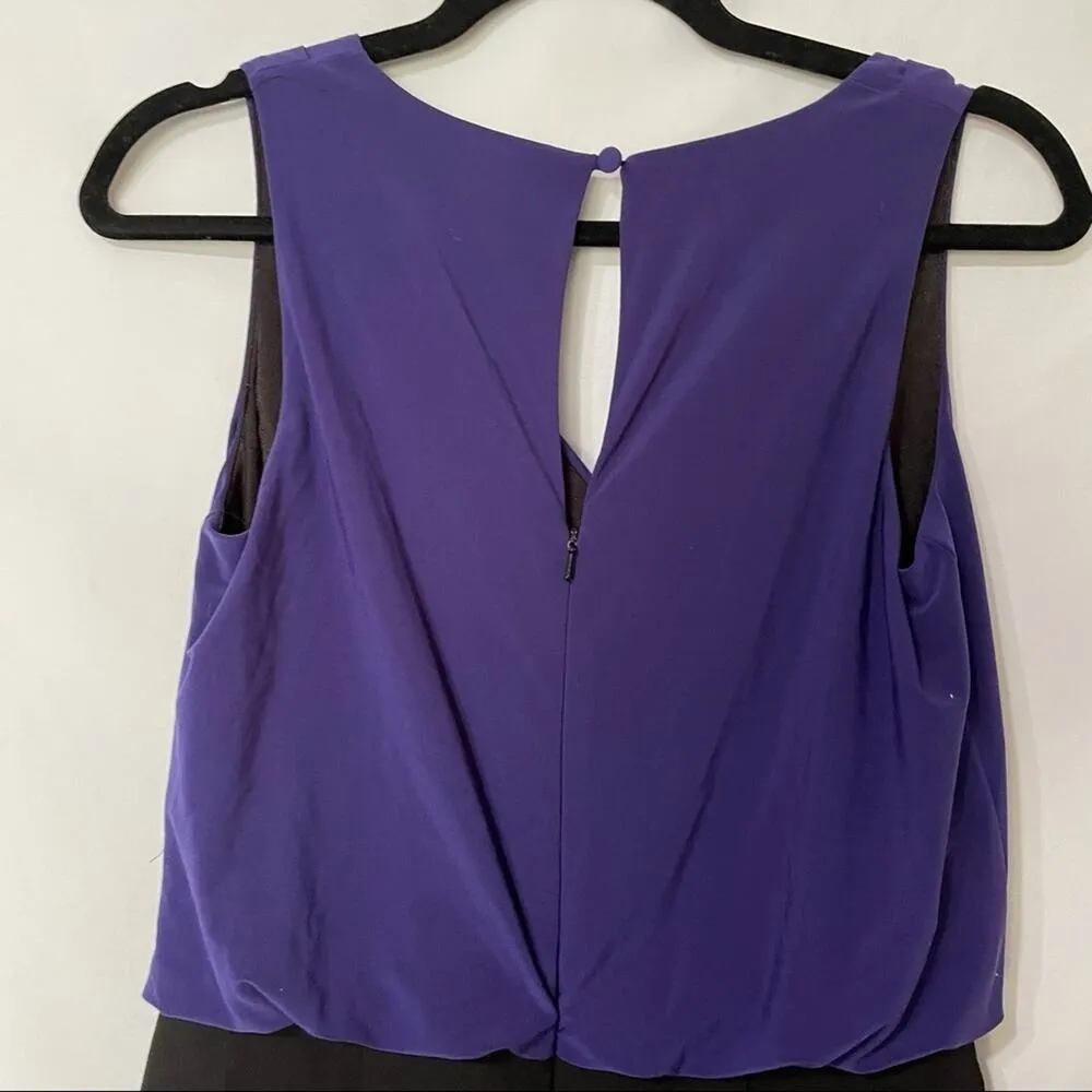 Aidan Mattox Blue Black Bodycon Draped Top Dress Womens S Cocktail Mini V Neck - Image 4